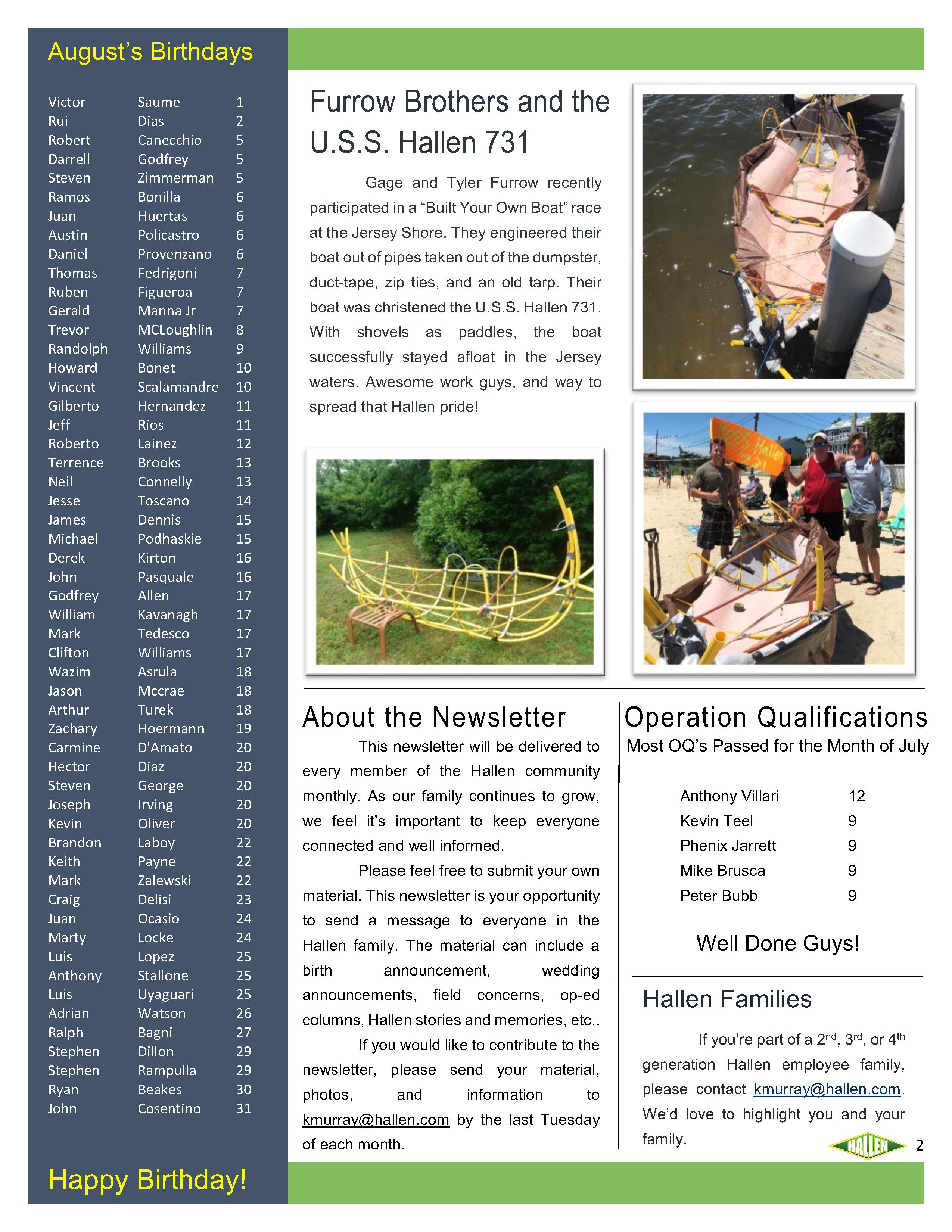 August 2018 Company Newsletter page 2